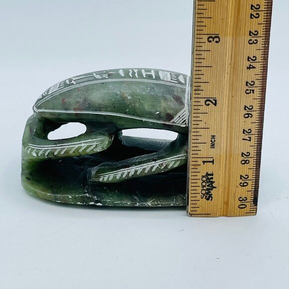 Vintage Olive Green Hand Carved Ancient Egyptian Soapstone Scarab Beetle Unique - Picture 8 of 12